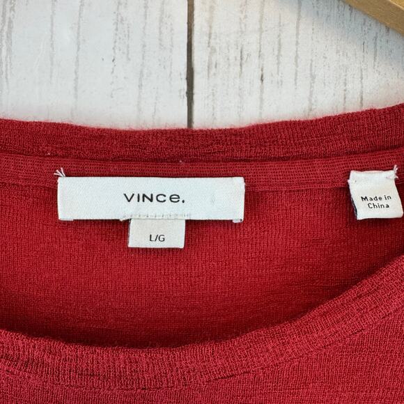 Vince Red Wool Essential Slim Bracelet Sleeve Crew Neck Sweater Pullover Large - Picture 6 of 14
